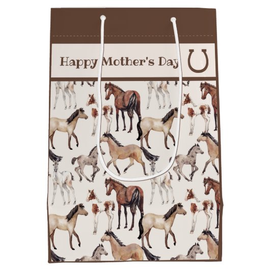 Cute Mares and Foals Horse Moederdag Medium Cadeauzakje (Achterkant)
