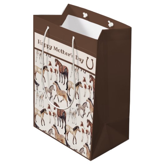 Cute Mares and Foals Horse Moederdag Medium Cadeauzakje (Achterkant Gekanteld)