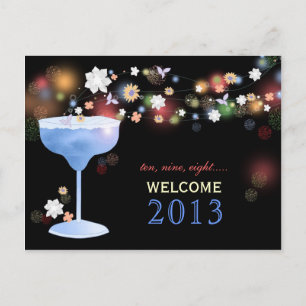 Cute Margarita Glass New Years Eve Party Briefkaar Uitnodiging Briefkaart