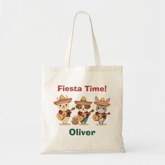 Cute Mariachi Animals Llama Donkey Puppy Fiesta Tote Bag (Voorkant)