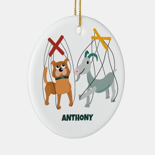 Cute Marionette Puppets Puppeteers Persoonlijk Keramisch Ornament (Rechts)