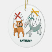 Cute Marionette Puppets Puppeteers Persoonlijk Keramisch Ornament (Links)