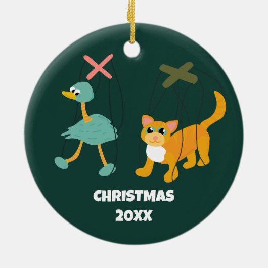 Cute Marionette Puppets Puppeteers Persoonlijk Keramisch Ornament (Achterkant)