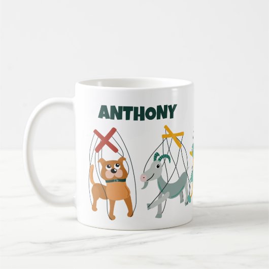 Cute Marionette Puppets Puppeteers Persoonlijk Koffiemok (Links)