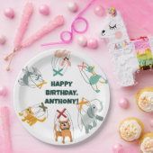 Cute Marionettes Puppet Show Thlemed Kids Birthday Papieren Bordje (Feest)