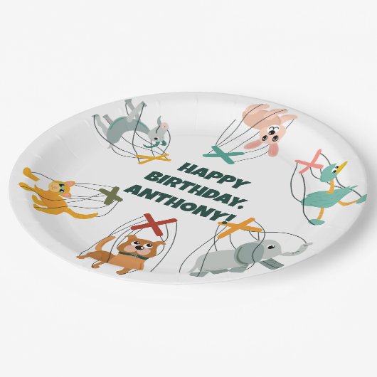 Cute Marionettes Puppet Show Thlemed Kids Birthday Papieren Bordje (Gekanteld)