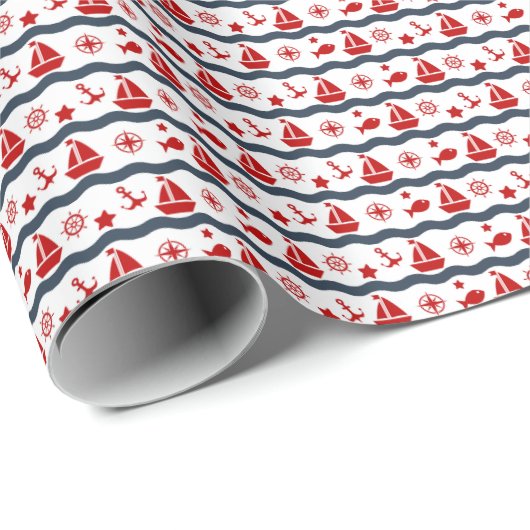 Cute Maritime Pattern Cadeaupapier (Rol Hoek)