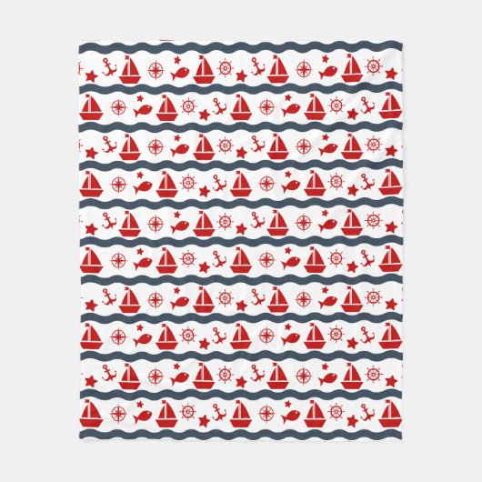 Cute Maritime Pattern Fleece Deken (Voorkant)