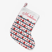 Cute Maritime Pattern | Jouw namen toevoegen Kleine Kerstsok (Voorkant (Hangend))