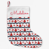 Cute Maritime Pattern | Jouw namen toevoegen Kleine Kerstsok (Voorkant)