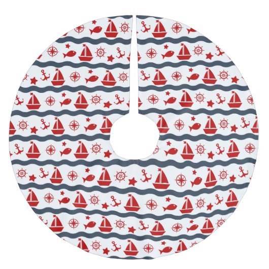 Cute Maritime Pattern Kerstboom Rok (Voorkant)