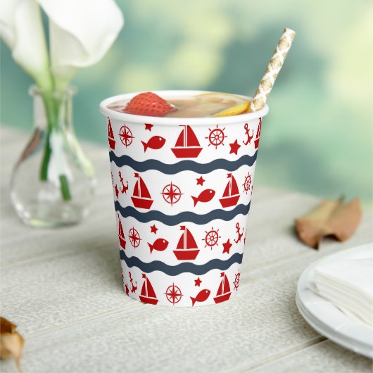 Cute Maritime Pattern Papieren Bekers (Insitu)