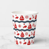 Cute Maritime Pattern Papieren Bekers (Achterkant)