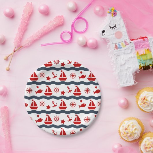 Cute Maritime Pattern Papieren Bordje (Feest)