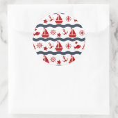 Cute Maritime Pattern Ronde Sticker (Tas)