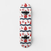 Cute Maritime Pattern Skateboard (Voorkant)
