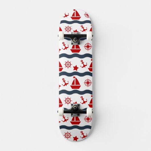 Cute Maritime Pattern Skateboard (Voorkant)