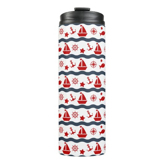 Cute Maritime Pattern Thermosbeker (Voorkant)