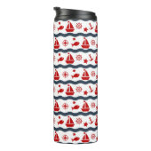 Cute Maritime Pattern Thermosbeker (Geroteerd rechts)