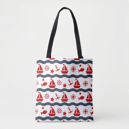 Cute Maritime Pattern Tote Bag (Voorkant)