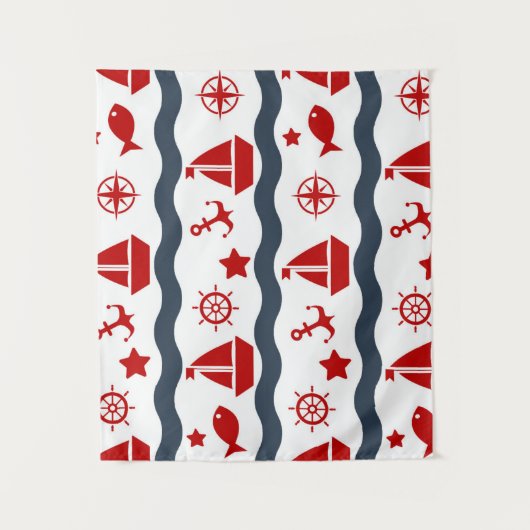 Cute Maritime Pattern Wandkleed (Voorkant)