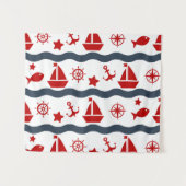 Cute Maritime Pattern Wandkleed (Voorkant (horizontaal))