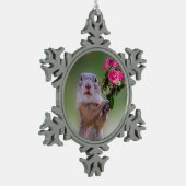 Cute marmot tin sneeuwvlok ornament (Links)