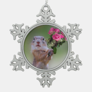Cute marmot tin sneeuwvlok ornament