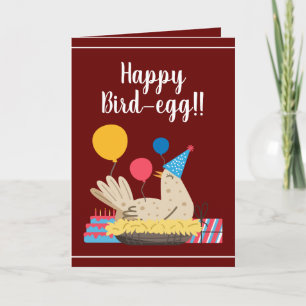 Cute Maroon Funny Chicken Humor Balloons Birthday Kaart