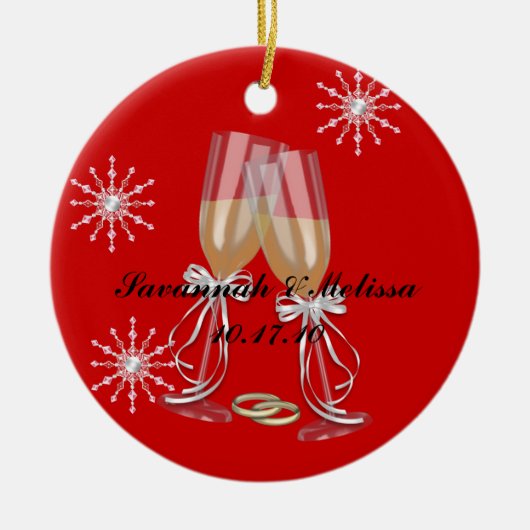 Cute Married Onze eerste kerst Keramisch Ornament (Voorkant)