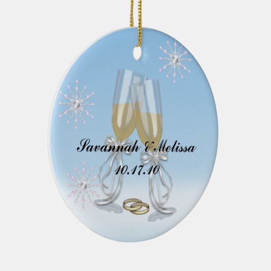 Cute Married Onze eerste kerst Keramisch Ornament (Rechts)