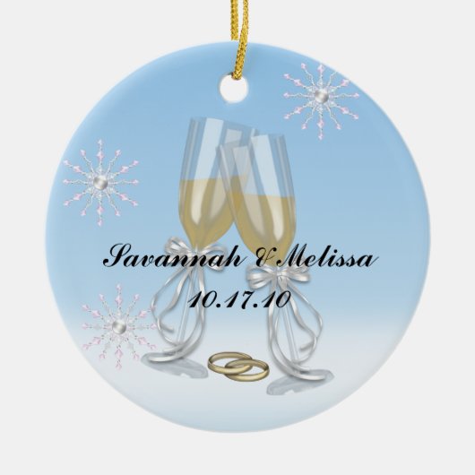 Cute Married Onze eerste kerst Keramisch Ornament (Voorkant)