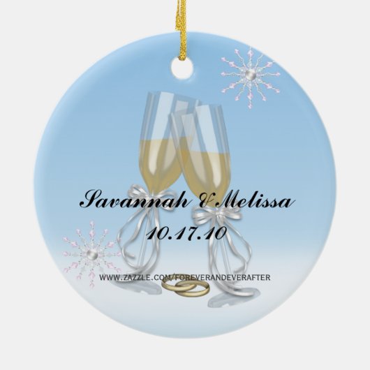 Cute Married Onze eerste kerst Keramisch Ornament (Achterkant)