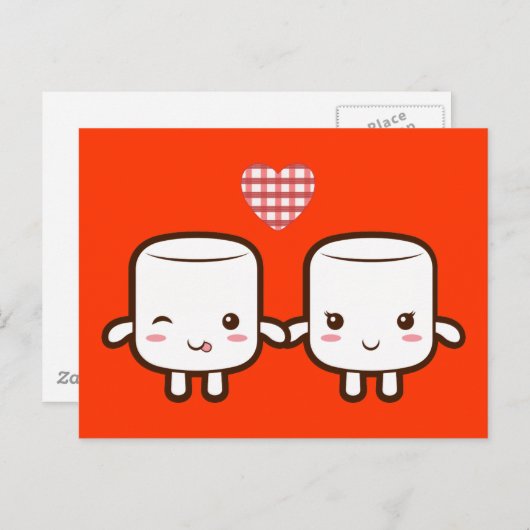 Cute Marshmallow koppel Briefkaart (Voorkant / Achterkant)