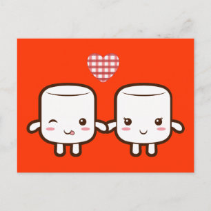 Cute Marshmallow koppel Briefkaart