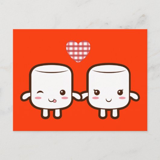 Cute Marshmallow koppel Briefkaart (Voorkant)