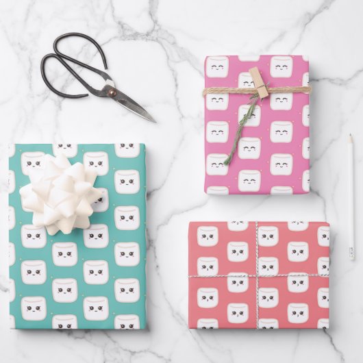 Cute Marshmallows Inpakpapier Vel (Voorkant)