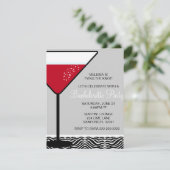 Cute Martini Bachelorette Party Invitation Kaart (Staand voorkant)