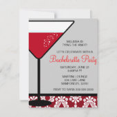 Cute Martini Bachelorette Party Invitation Kaart (Voorkant)