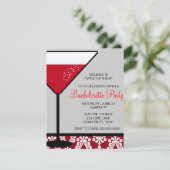 Cute Martini Bachelorette Party Invitation Kaart (Staand voorkant)