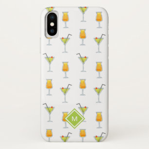 Cute Martinis en Cocktails Pattern met Monogram Case-Mate iPhone Case