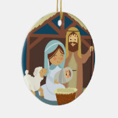 Cute Mary Joseph Jesus in de Manger Keramisch Ornament (Rechts)