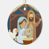 Cute Mary Joseph Jesus in de Manger Keramisch Ornament (Links)