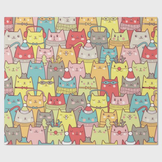 Cute-mas katten cadeaupapier (Vlak)
