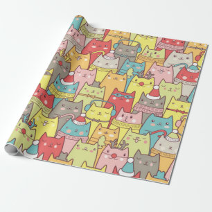 Cute-mas katten cadeaupapier