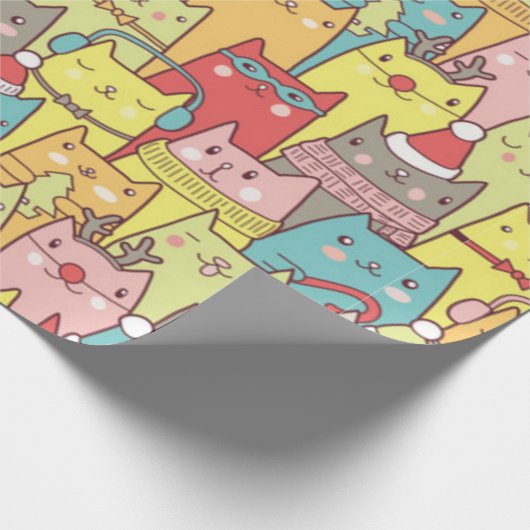 Cute-mas katten cadeaupapier (Hoek)