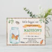 Cute mason jar bug party-uitnodiging kaart (Staand voorkant)