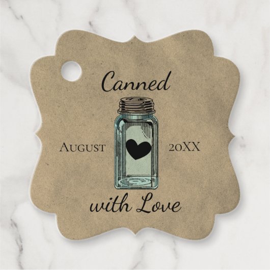 Cute Mason Jar Canadees met Love Dated Kraft Bedankjes Labels (Voorkant)