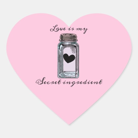 Cute Mason Jar Love is my Secret Ingredient Pink Hart Sticker (Voorkant)