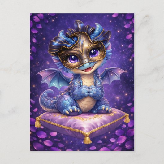 Cute Masquerade Draak Ansichtkaart Briefkaart (Voorkant)
